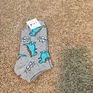 Grey with dinosaurs unisex socks one size fits all
